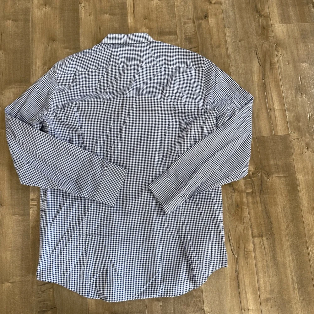 Banana Republic‎ Slim Fit Non Iron Long Sleeve Button Up Men XL Blue White Check